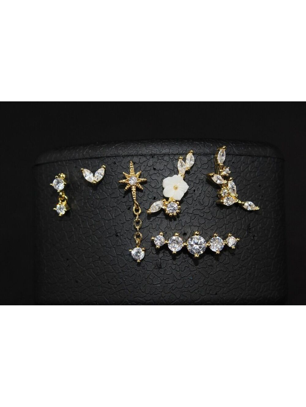 Gold Tone Clear Rhinestone Earring Necklace Bracelet Lot